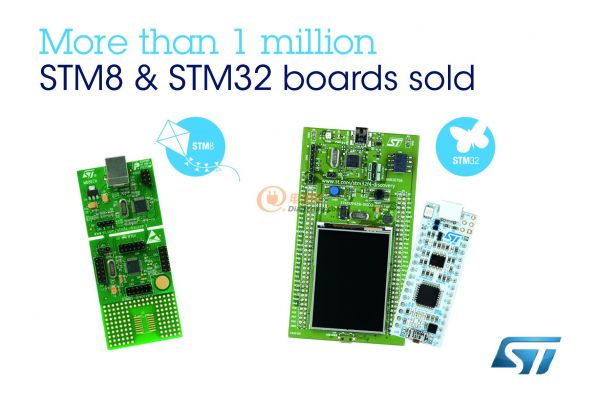 ST新闻图图片 1月24日——意法半导体STM32和STM8微控制器推动智能产品革命，开发套件出货量逾百万套