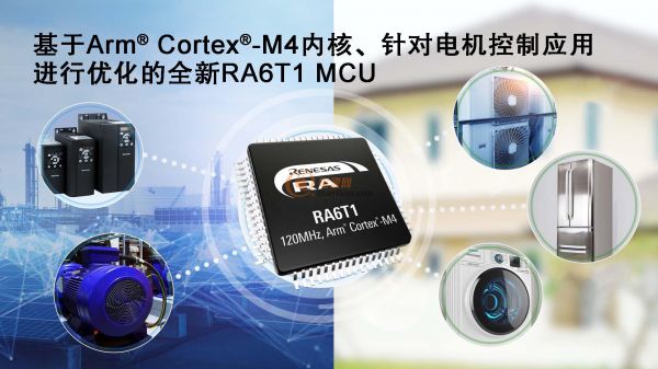 基于Arm Cortex-M4内核、针对电机控制应用进行优化的全新RA6T1 MCU