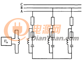 利用放电线圈构成的高压电容零序电压保护接线图