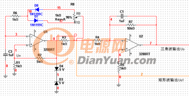 占空比可調三角波發(fā)生電路圖