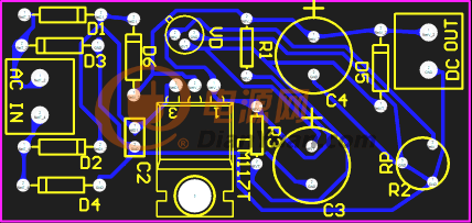 LM117T可调直流稳压电源的PCB图