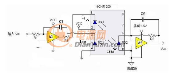 HCNR200光耦合器應用電路圖