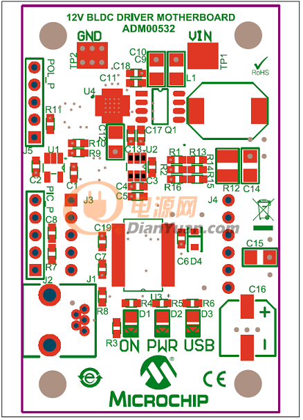 演示板ADM00532 PCB设计图：顶层丝印图