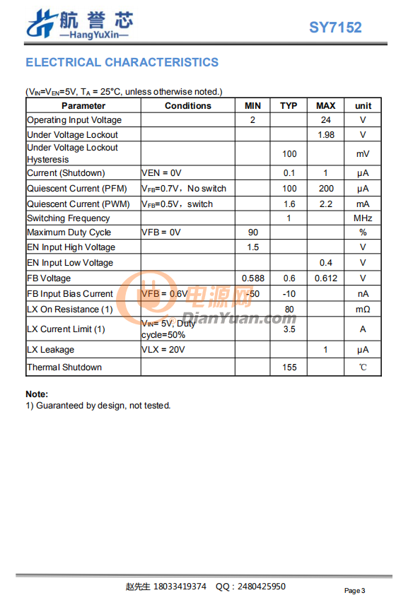 SY7152升压集成电路,输入范围2V~24V,2A-电源网