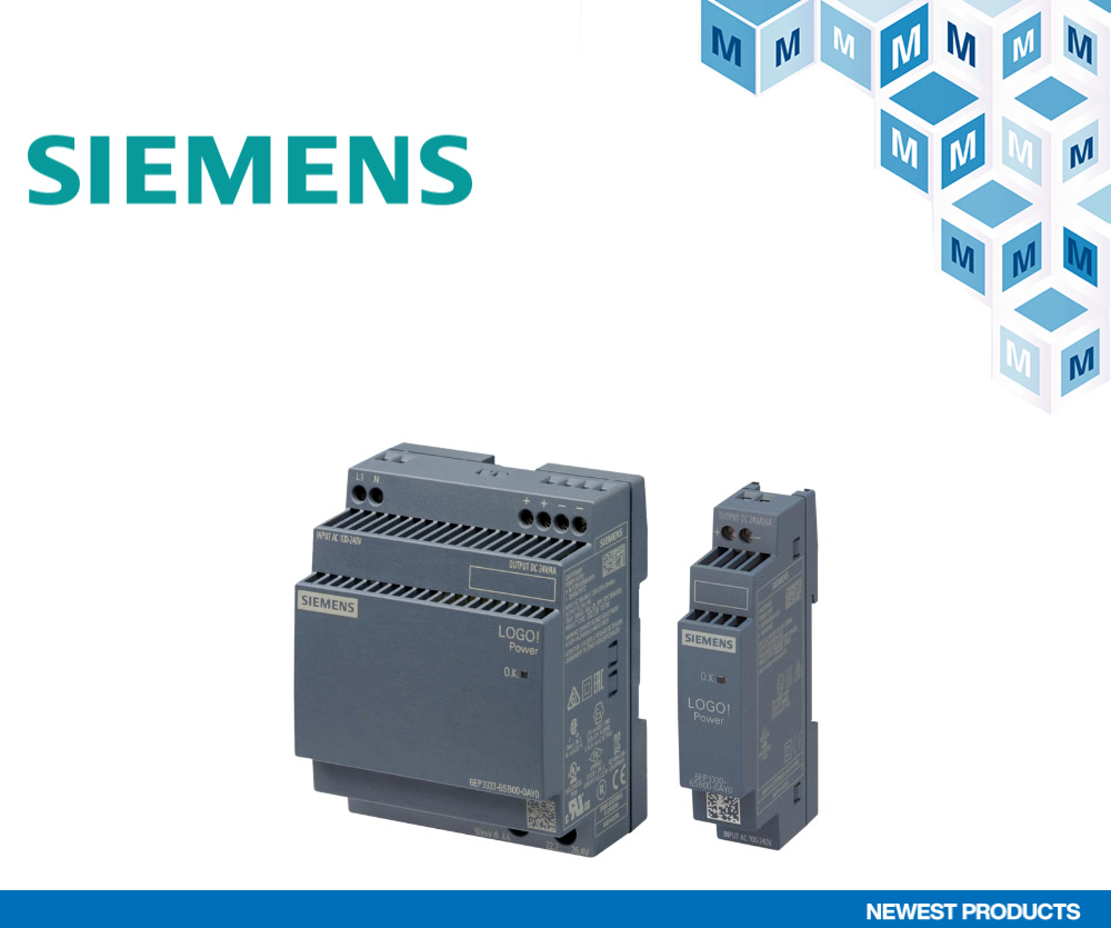 贸泽电子开售Siemens LOGO!Power微型电源 在狭小空间内提高能源效率